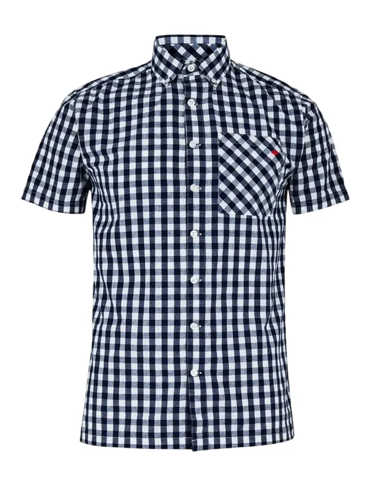 Lee Cooper Hemd für Herren, kurzärmlig (Marine/Weiß Marineblau