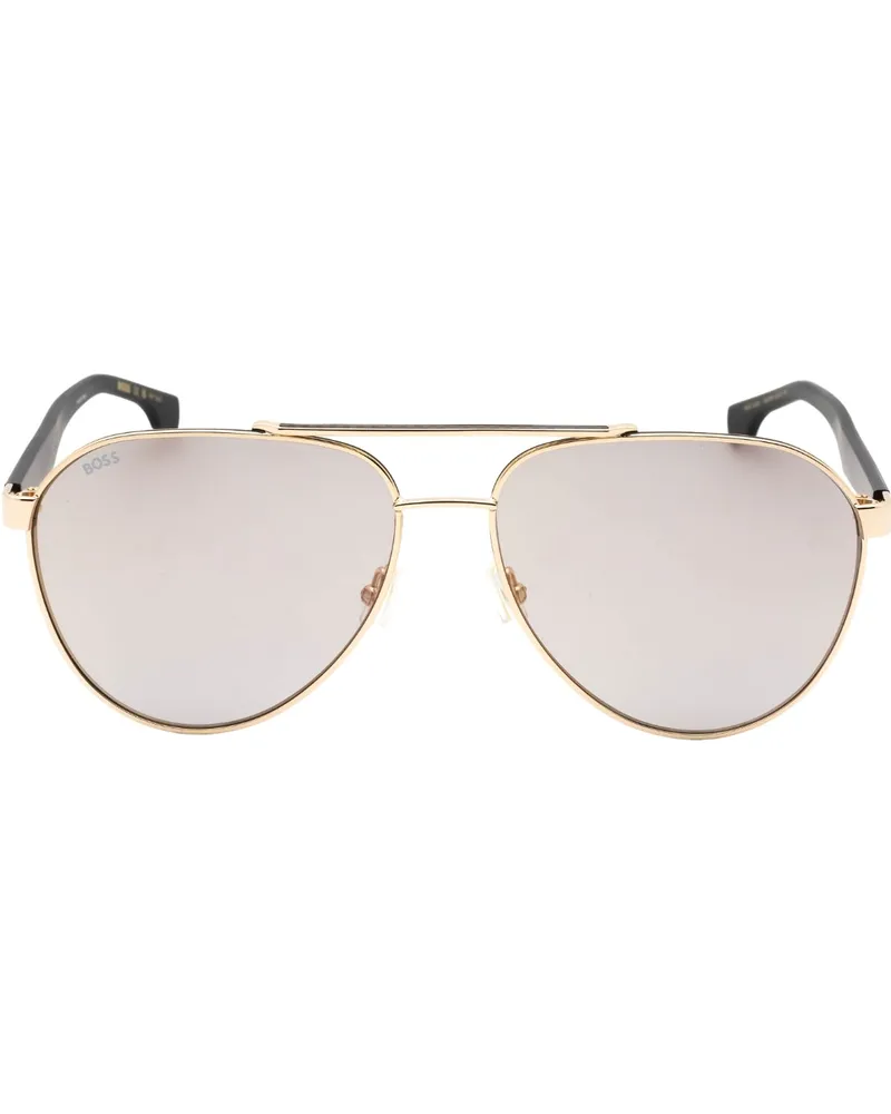 HUGO BOSS schwarze Sonnenbrille mit goldenen Beinen Gold