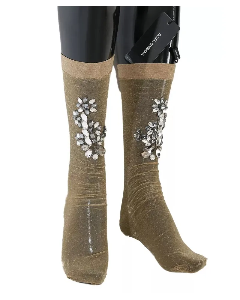 Dolce & Gabbana Verzierte transparente Socken Silber