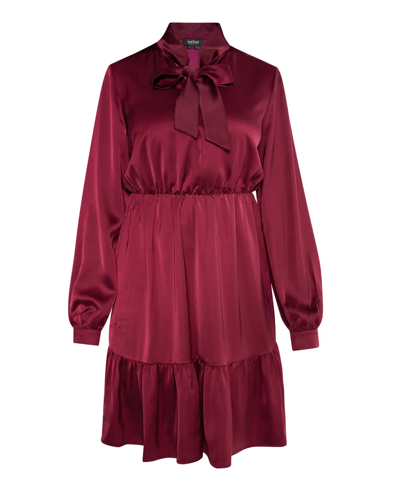 Usha Midikleid mit Volant Damen weinrot Weinrot