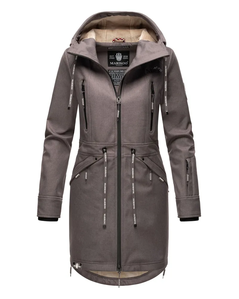 NAVAHOO Marikoo Damen Softshelljacke – Racquellee mit Kapuze & Fleecefutter Grau