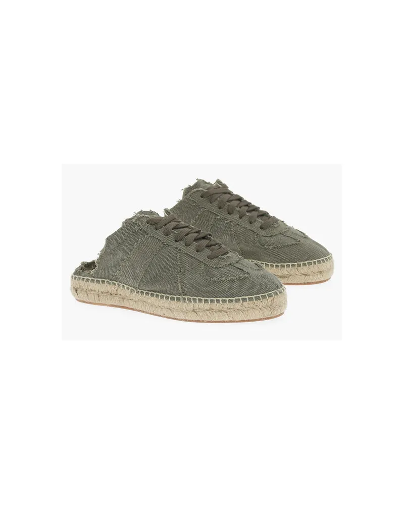 Maison Margiela MM22 Grüne Low-Top-Sneaker aus Baumwolle mit offener Rückseite Grün