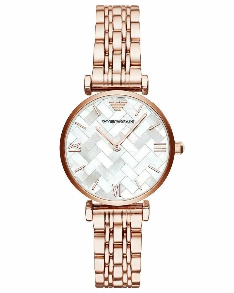Emporio Armani AR11110 Gianni T-Bar Rose-Gold-Ton Damenuhr Roségold