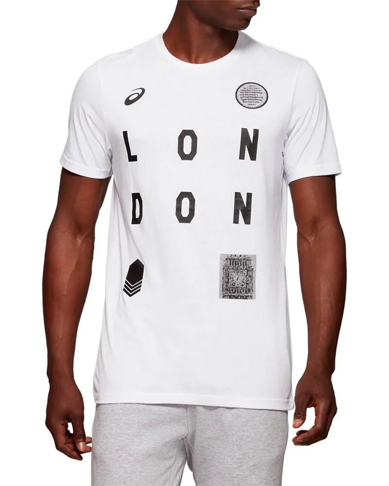 Asics London City Herren White T-Shirt Schwarz