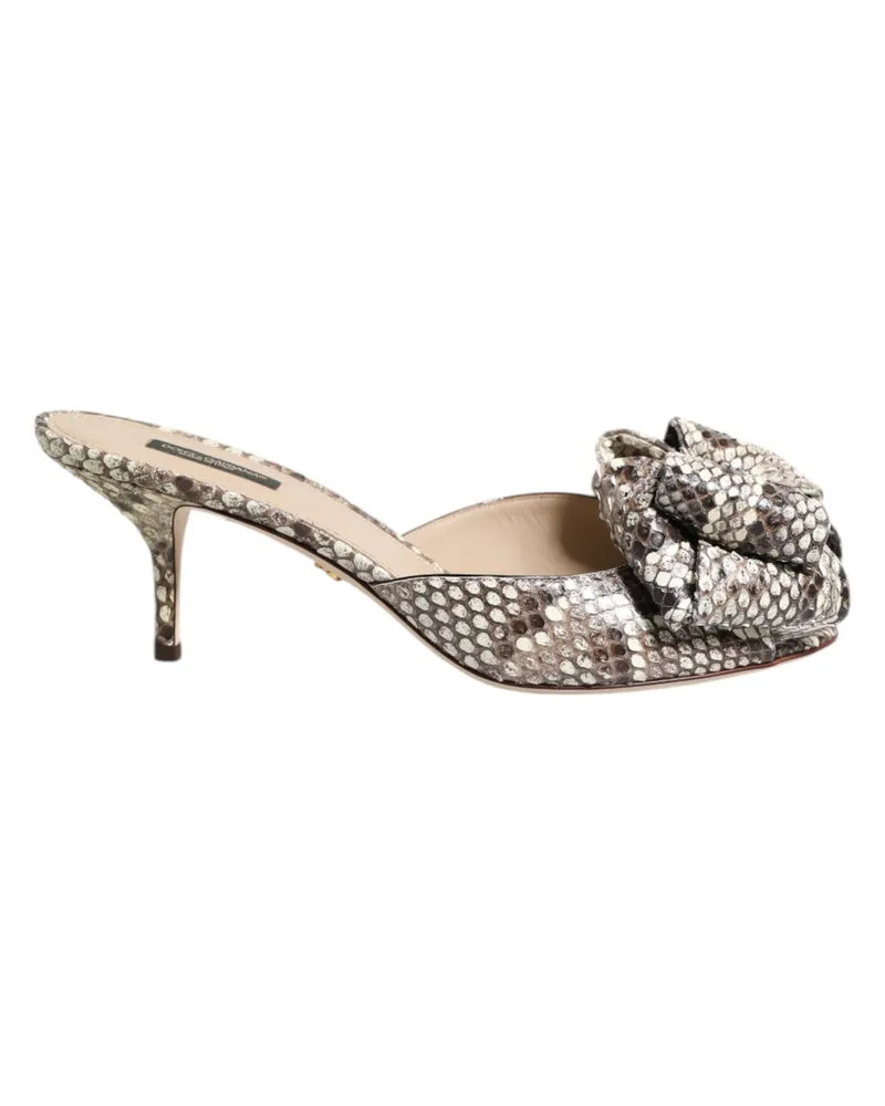 Dolce & Gabbana Mehrfarbige Keira Schleifen Leder Peeptoe Mules Schuhe Mehrfarbig