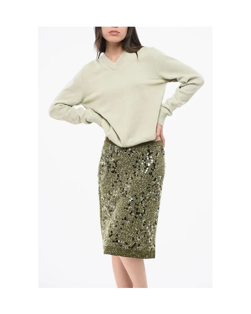Maison Margiela MM4 MM14 Kaschmirpullover mit V-Ausschnitt - Grün Grün