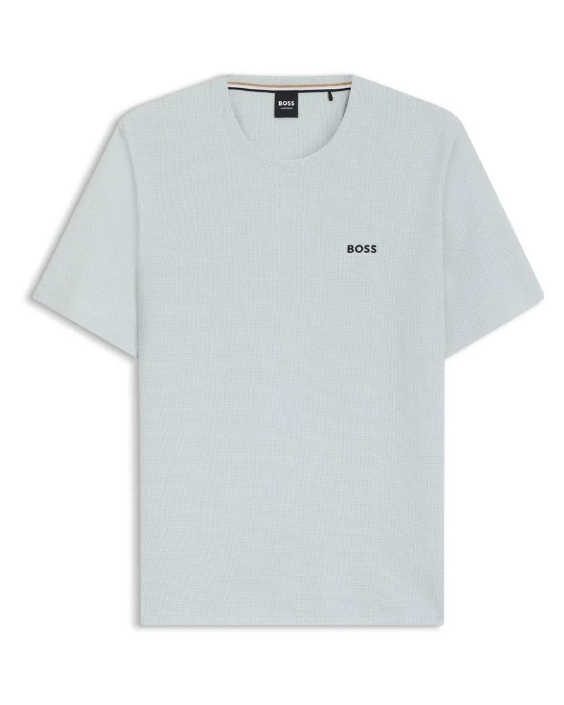 HUGO BOSS Schlafanzug-Oberteil für Herren, Strukturiert, Waffelstrick (Hellblau Blau