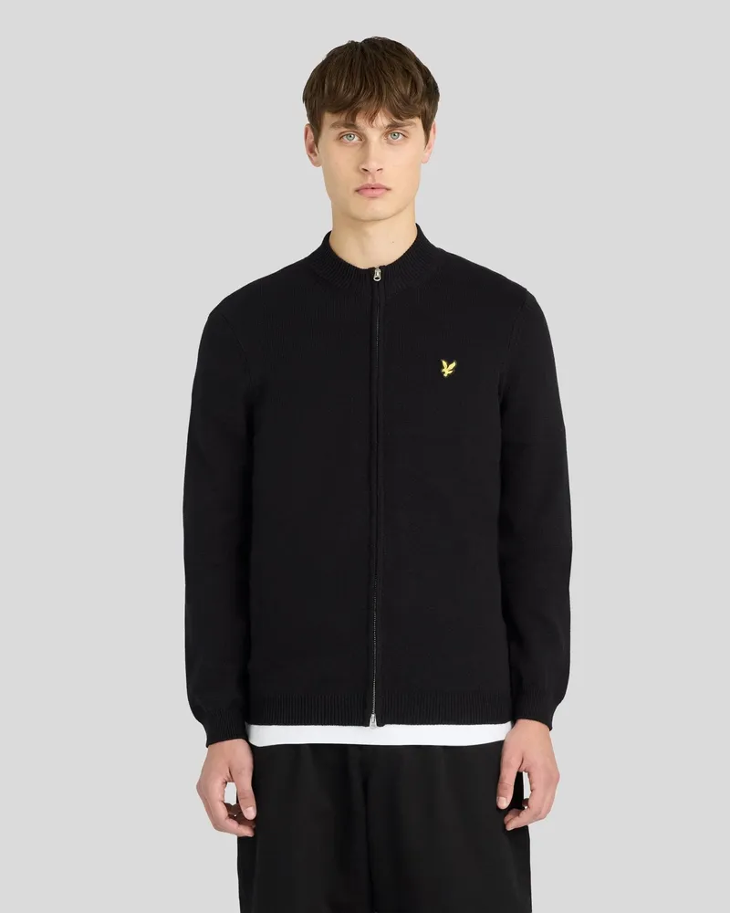 Lyle & Scott Relaxed Baumwolle-Merino-Reißverschluss-Jumper Schwarz