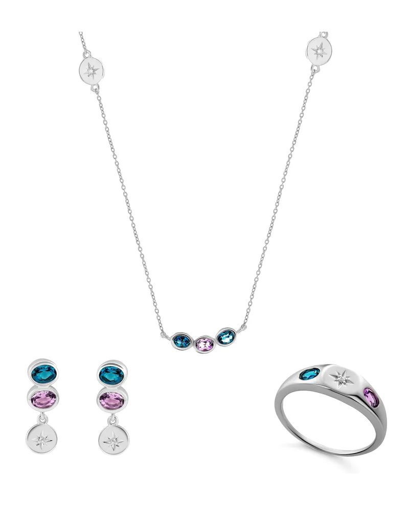 Orphelia Regula' Damen 925 Sterling Silber Set: Halskette + Ohrringe + Ring - Silber SET-7578 Silber