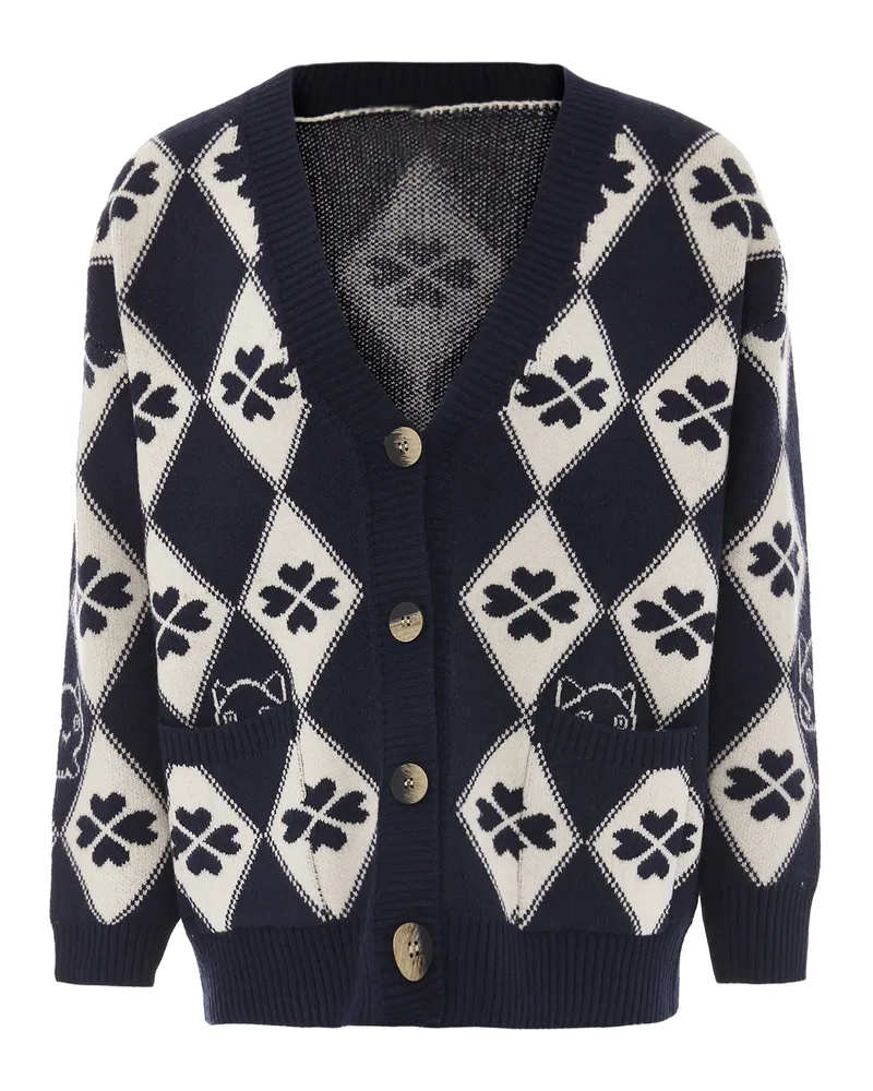 My Mo Strickjacke Frauen Meereswollweiß Marineblau