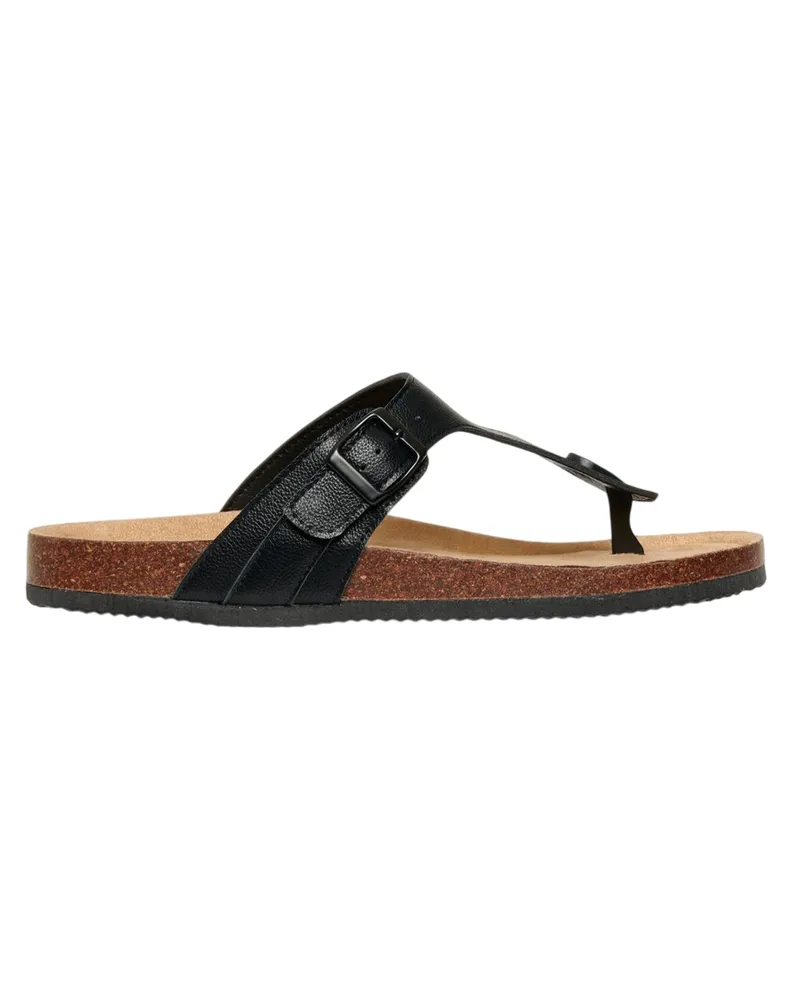 Threadbare Sandalen für Herren, Zehentrenner, Flach (Schwarz Schwarz