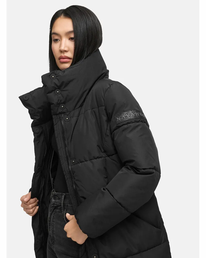 NAVAHOO Marikoo Damen Steppjacke Yukanii mit Kapuze & Reißverschlusstaschen Schwarz