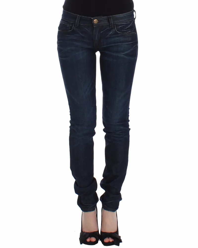 Ermanno Scervino Blaue Slim Jeans Denim Hose Enger Schnitt Stretch Blau