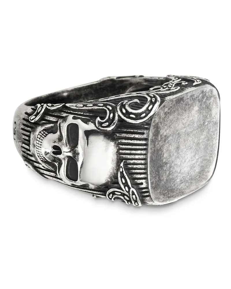 cai Ring 925/- Sterling Silber matt-oxidiert Totenkopf Silber