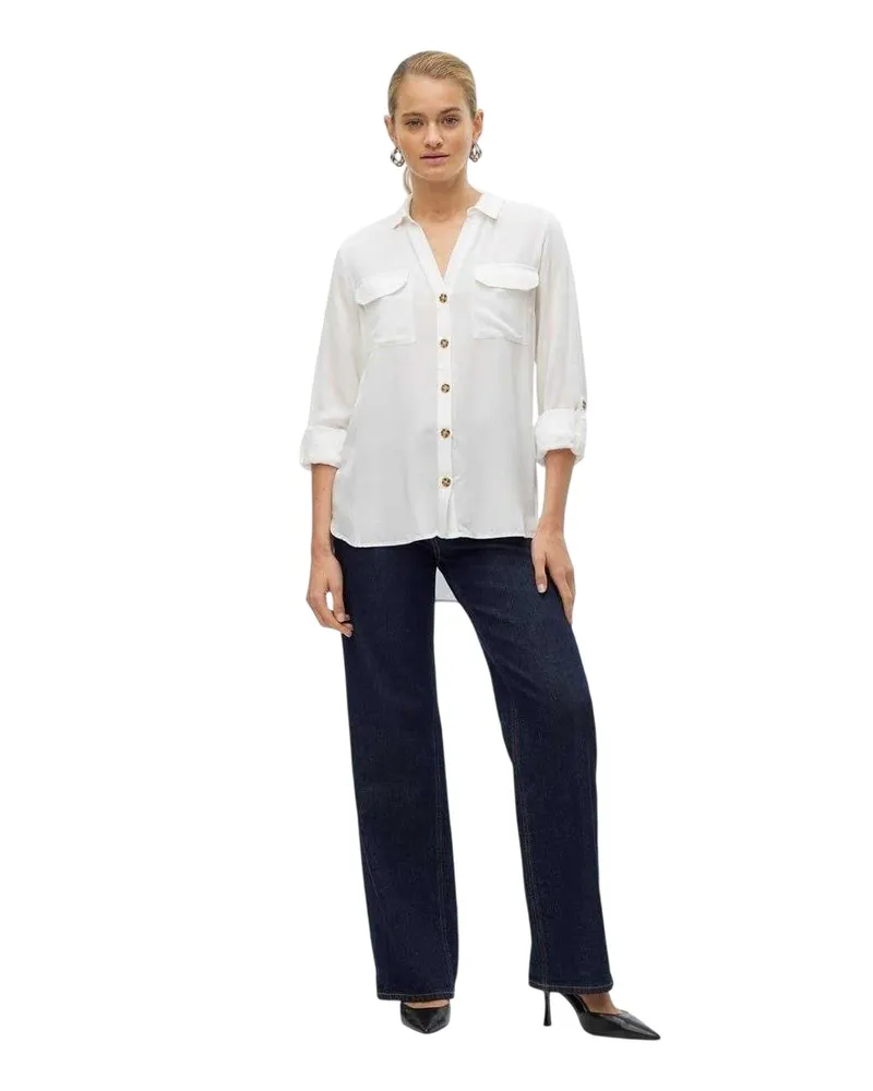 Vero Moda Hemd für Damen, Regulär, Krempelärmel (Schneeweiß (Farbe Weiß