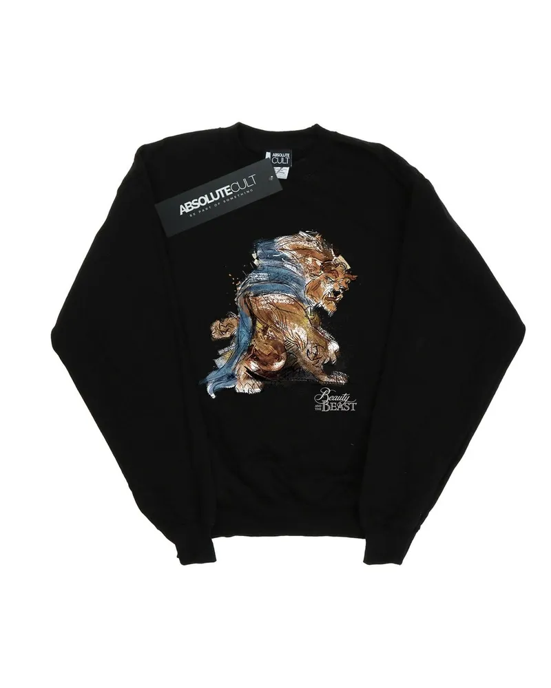 Disney Beauty And The Beast Beast Sketch" Sweatshirt für Herren (Schwarz Schwarz