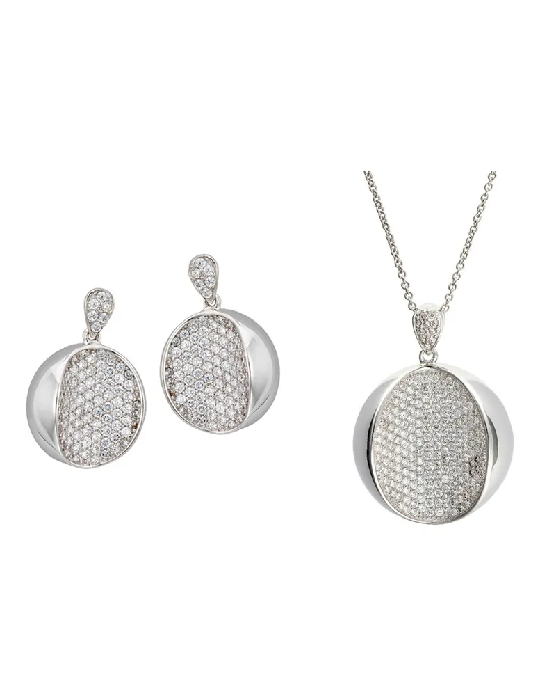 Orphelia Damen 925 Sterling Silber Set: Kettenanhänger + Ohrringe - Silber SET-5936 Silber