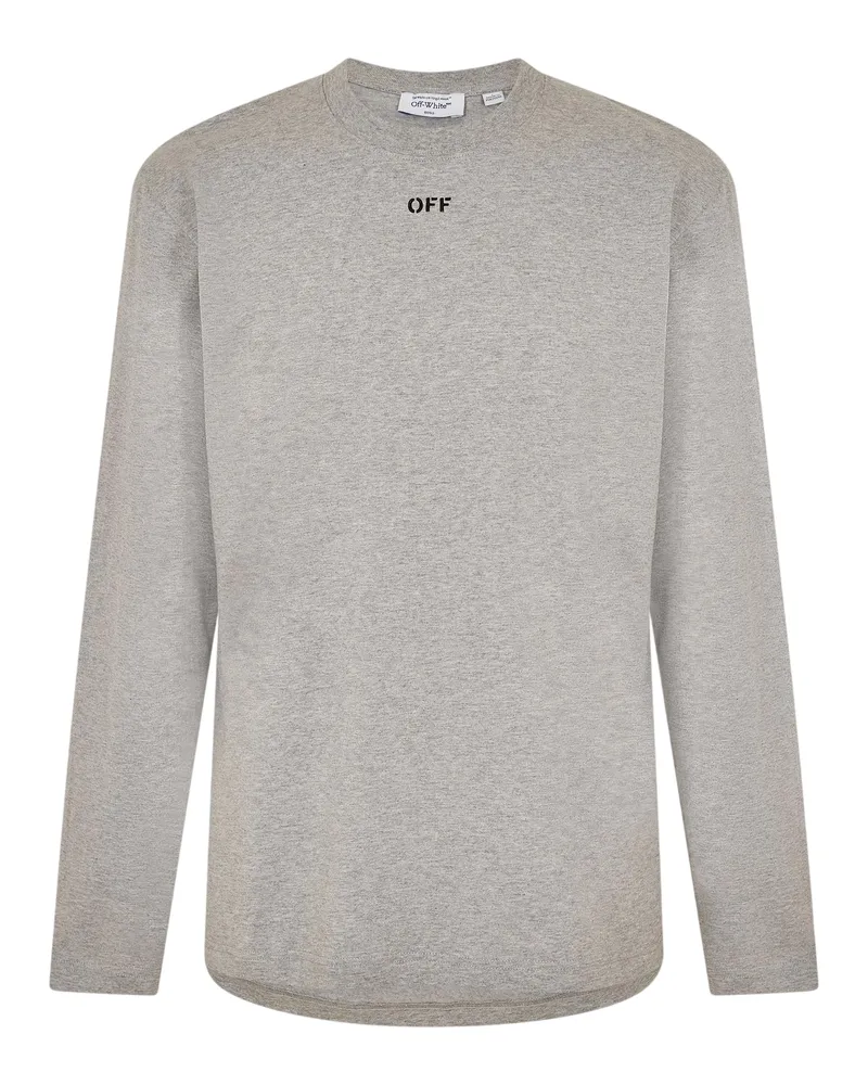 OFF-WHITE Off White - T-Shirt für Herren, Rundhalsausschnitt, Regulär, Langärmlig (Grau/Schwarz Grau