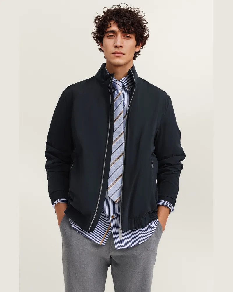 Bugatti Herren Übergangsblouson mit Stehkragen & Stretch-Funktion Marineblau