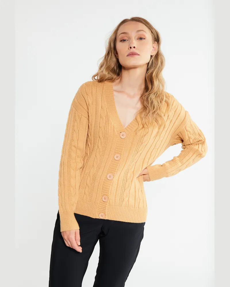 RISA Cardigan avec boutons teylon Camel