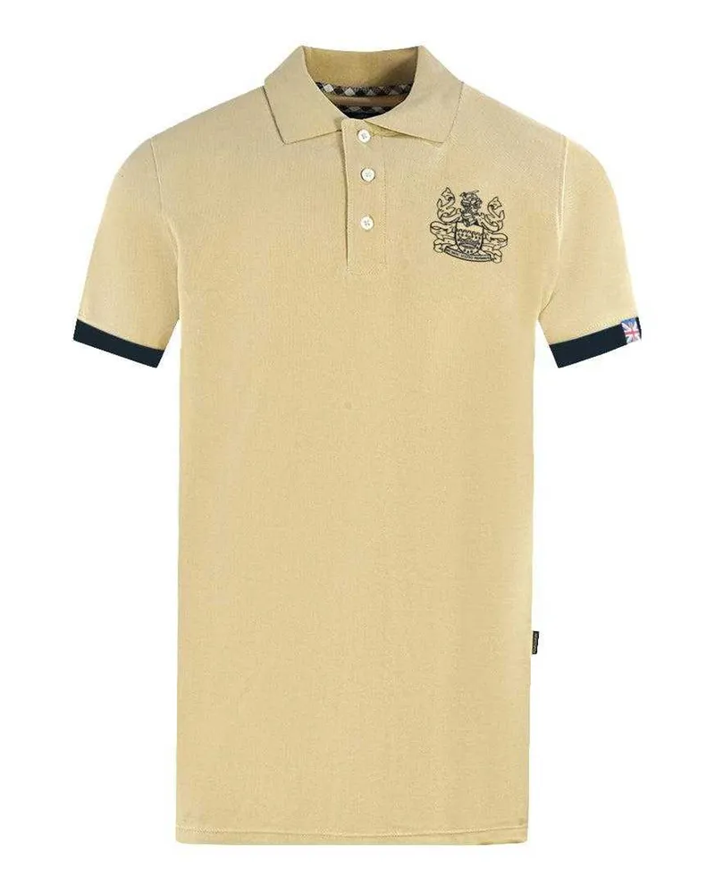 Aquascutum Poloshirt für Herren/Damen Unisex, Kragen mit Logo (Beige Beige