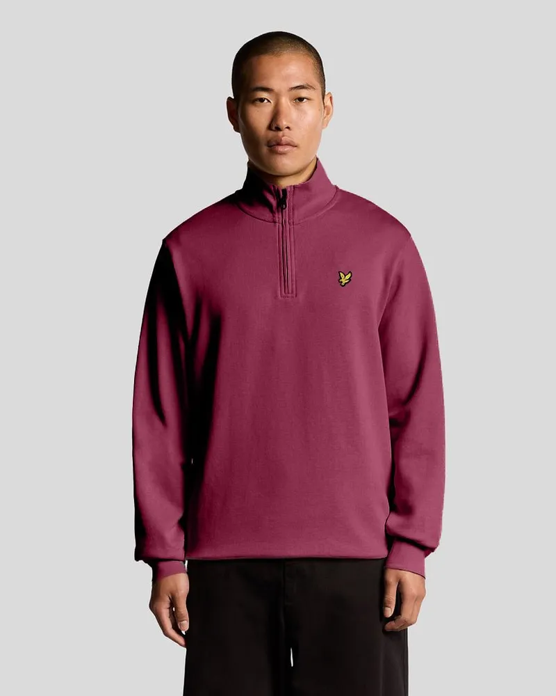 Lyle & Scott Viertelreißverschluss-Pullover-Sweatshirt Bordeaux