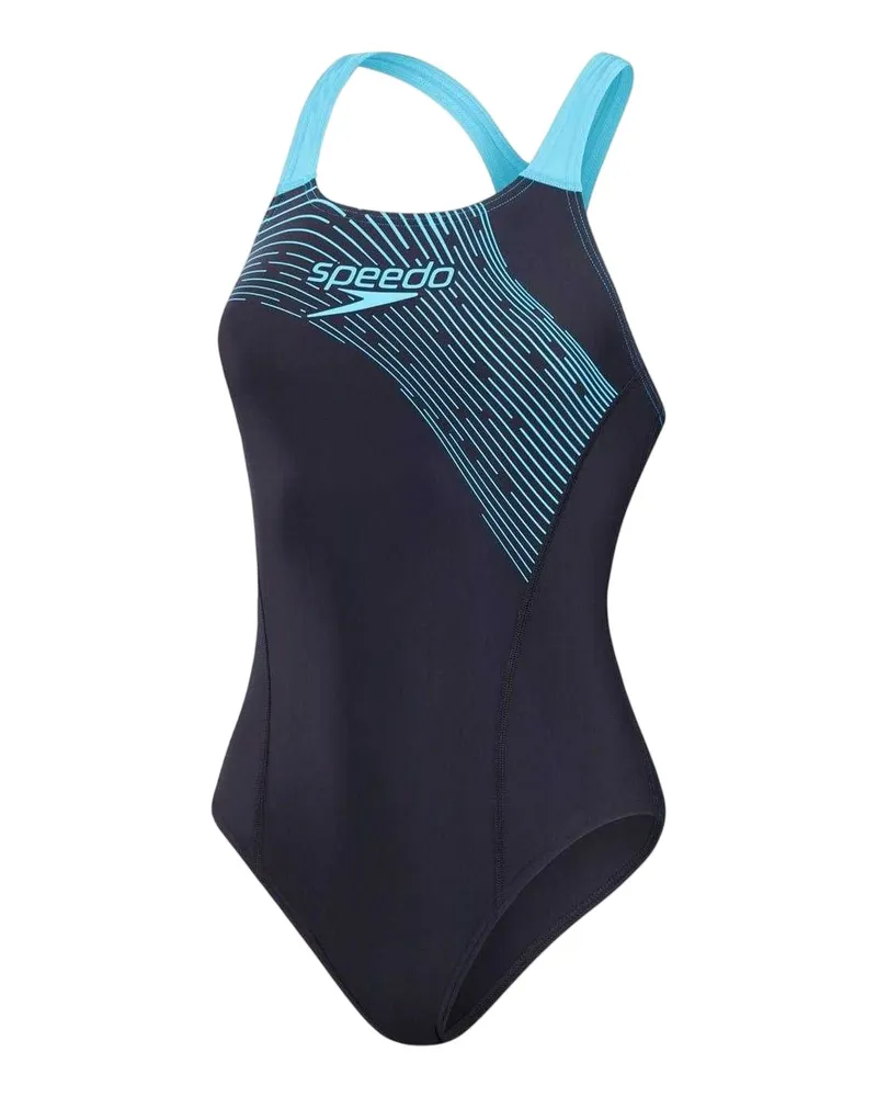 Speedo Medley Medalist" Badeanzug für Damen (Marine bedruckt Marineblau