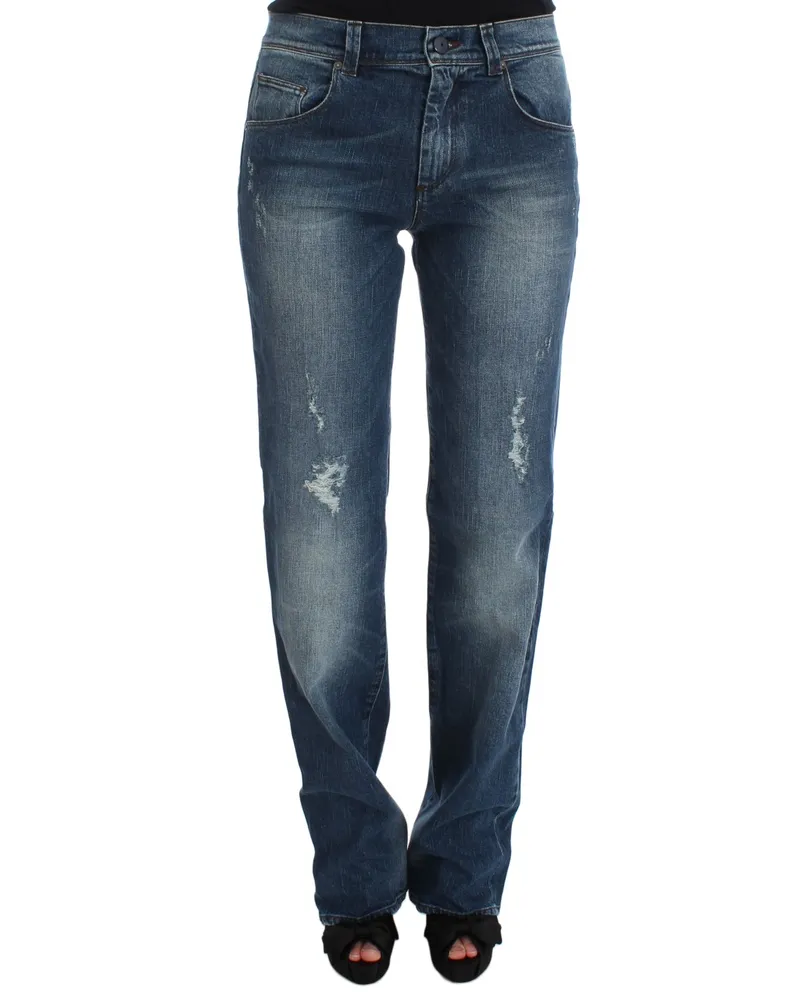 Ermanno Scervino Jean Slim Fit en coton mélangé bleu délavé pour femme Schwarz