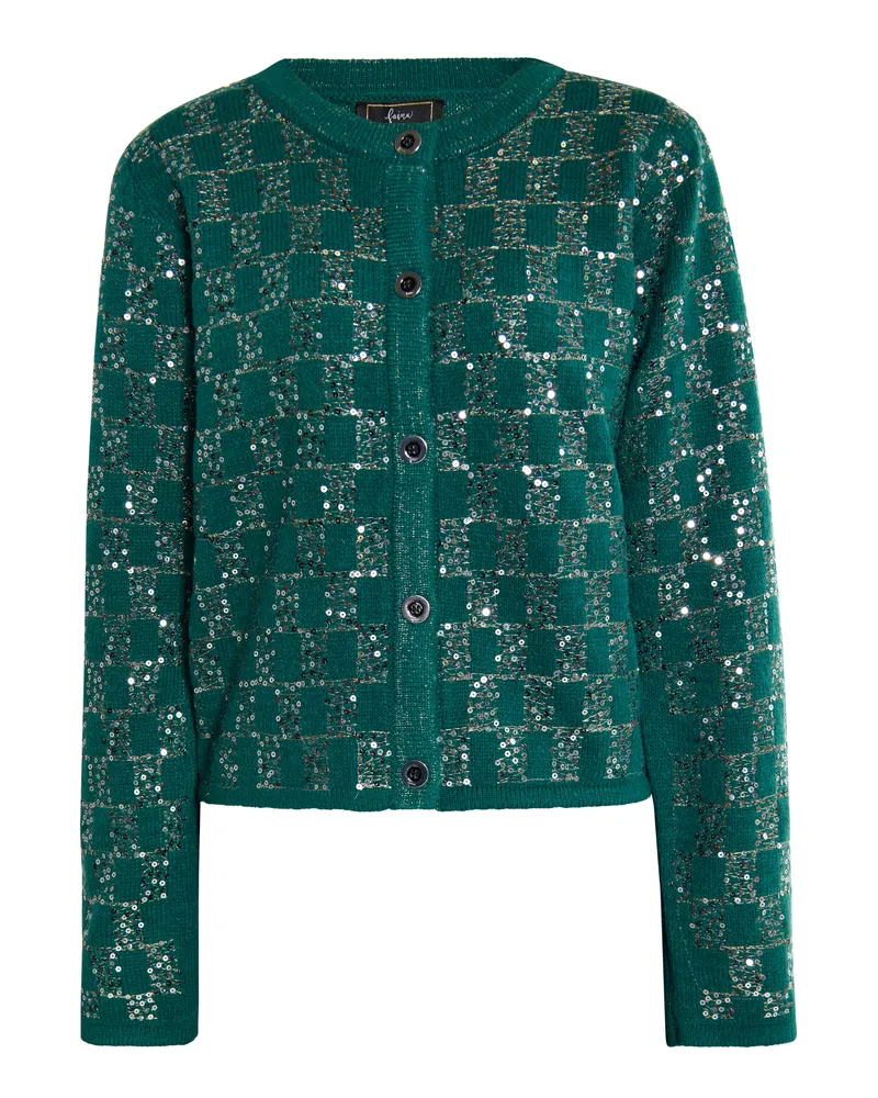 FAINA Strickjacke Damen Smaragdgrün Dunkelgrün