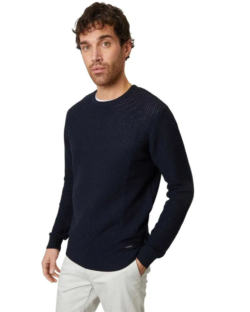 Threadbare Yarra" Pullover für Herren, Strukturiert, Regulär (Marine Marineblau