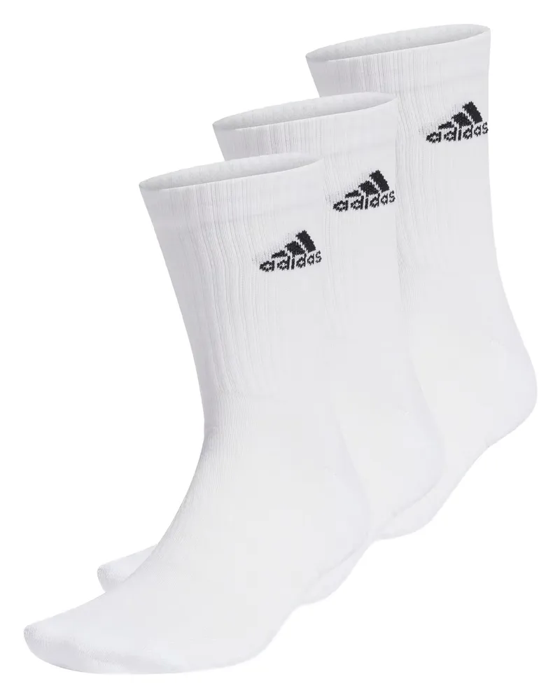 adidas Herren gepolsterte Crew-Socken, 3er-Pack Weiß
