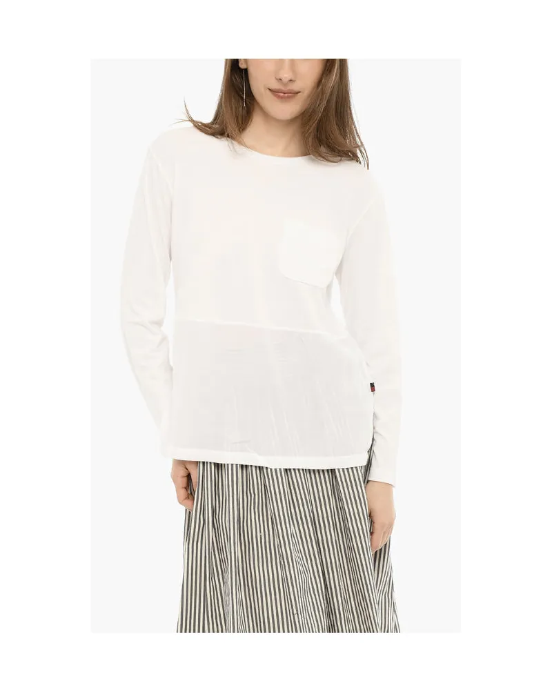 Woolrich Rundhals-T-Shirt mit Brusttasche und Seitenschlitz in Weiß Weiß