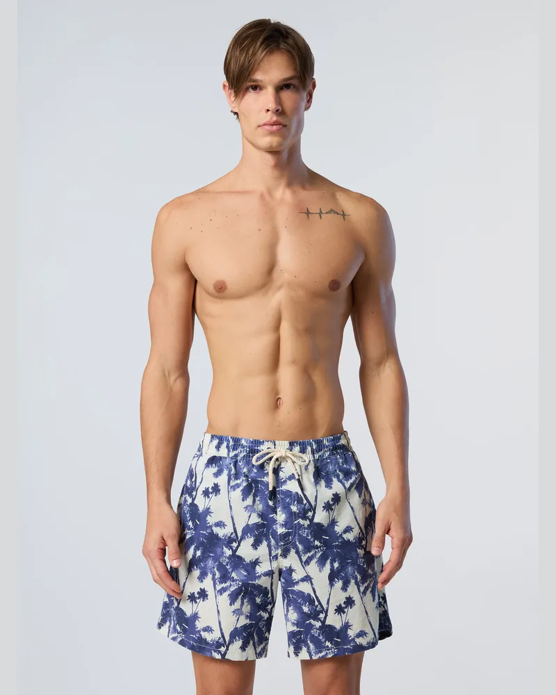 North Sails Badeshorts Gewaschener Druck Blau