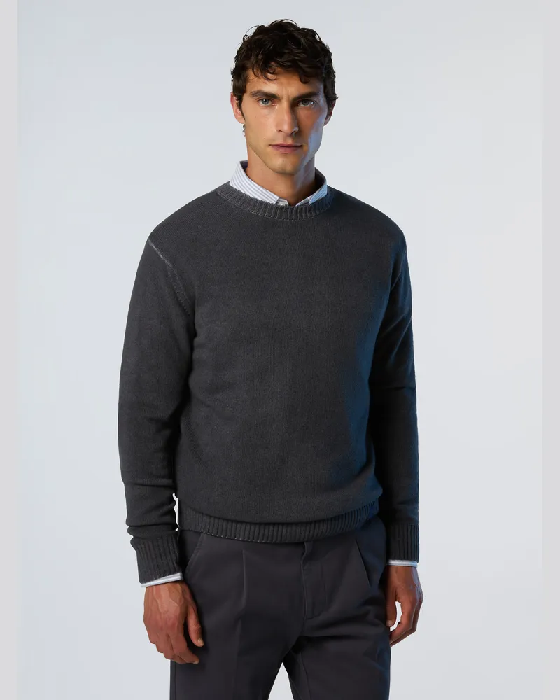 North Sails Pullover mit ausgeblichenem Rundhalsausschnitt - Dunkelgrau Dunkelgrau