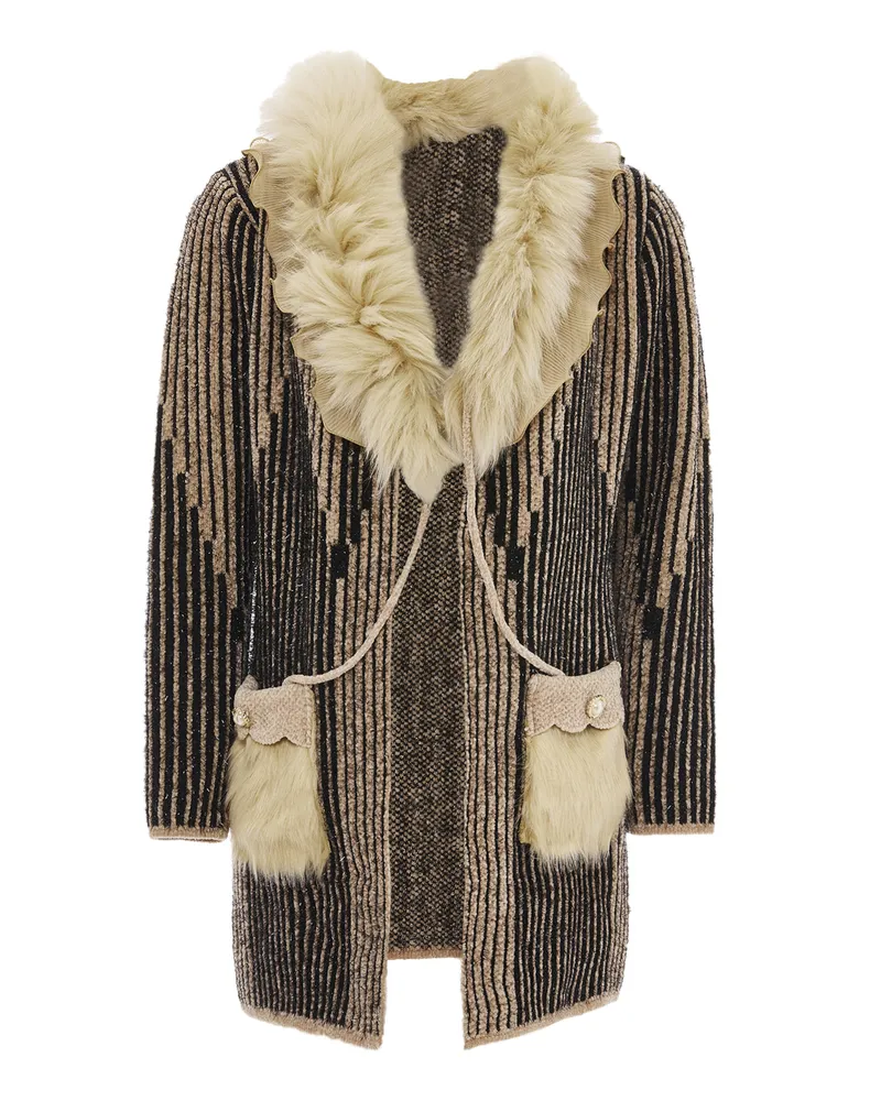 FAINA Strickjacke Damen beige/schwarz Beige