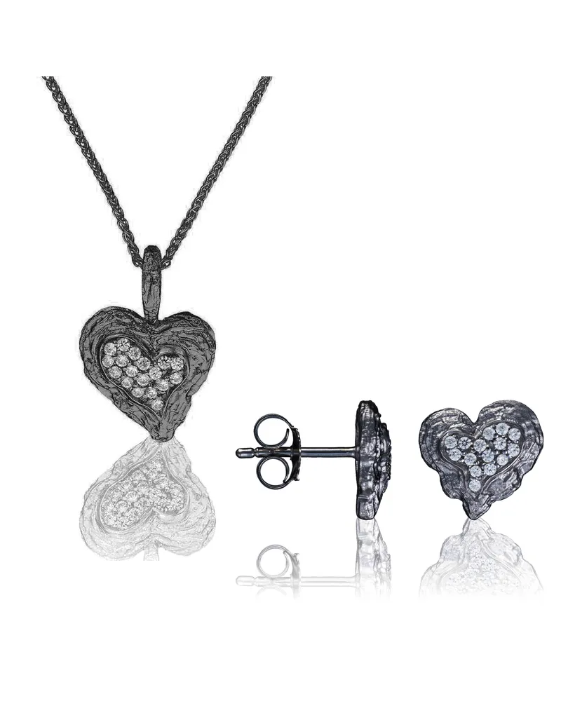 Orphelia Hazel' Damen 925 Sterling Silber Set: Kettenanhänger + Ohrringe - Schwarz SET-7082/2 Schwarz