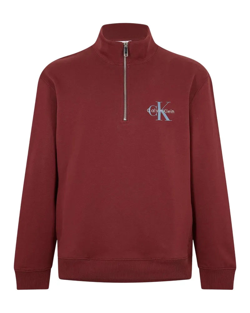 Calvin Klein Sweatshirt für Herren, mit kurzem Reißverschluss (Mokka Mokka