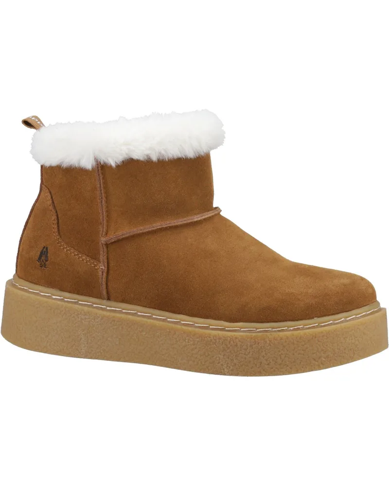 Hush Puppies Becca Damen Winterstiefeletten aus Veloursleder in Tan Cognac