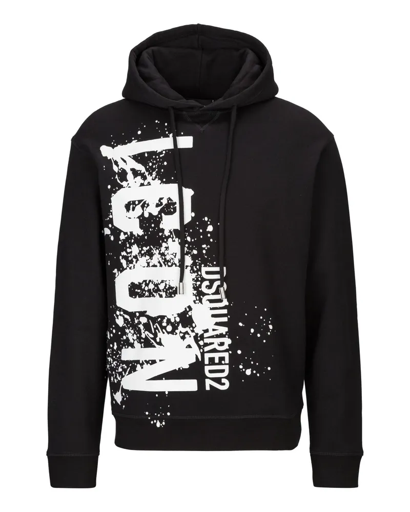 Dsquared2 Kapuzenpullover Icon Splash Fit Hoodie Schwarz