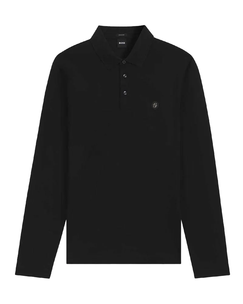 HUGO BOSS C-Paley 01" Poloshirt für Herren, Langärmlig (Schwarz Schwarz