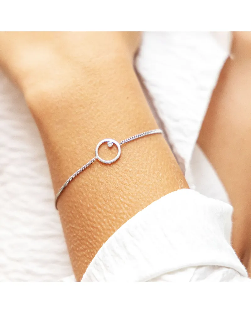 cai Armband 925 Sterling Silber rhodiniert Zirkonia Kreis Silber