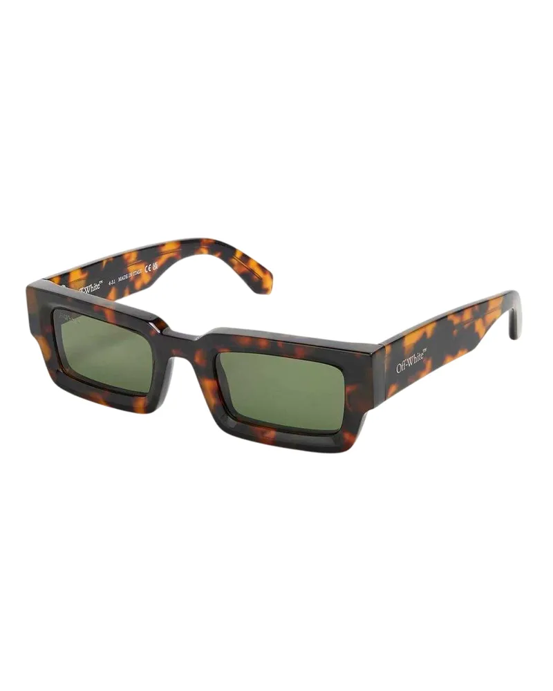 OFF-WHITE Off White - "Lecce" Rechteck-Sonnenbrille (Braun/Grün Neon