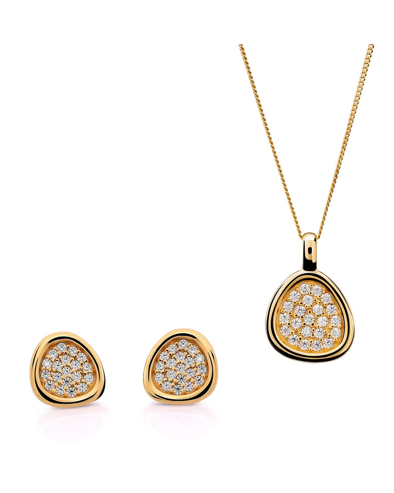 Orphelia Layla' Damen 925 Sterling Silber Set: Ketten-Anhänger + Ohrringe - Gold SET-7489/G Gold