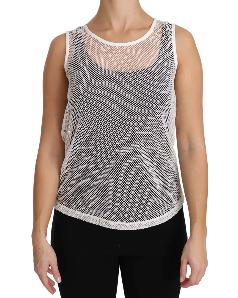 Dolce & Gabbana Débardeur sans manches transparent en filet blanc pour femme Mehrfarbig