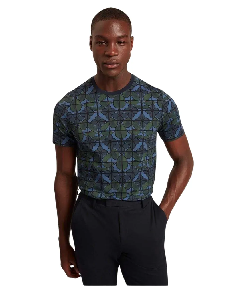 Ted Baker T-Shirt für Herren, Rundhalsausschnitt (Marine Marineblau