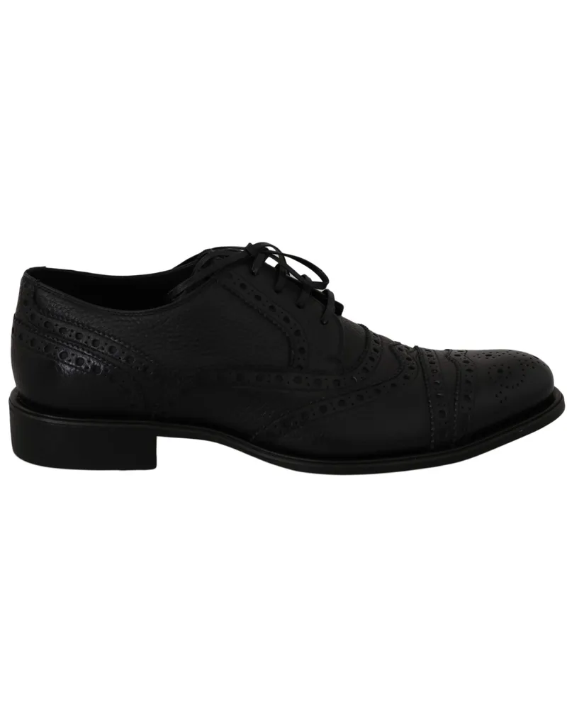 Dolce & Gabbana Blaue Leder Wingtips Oxford-Anzugschuhe Blau