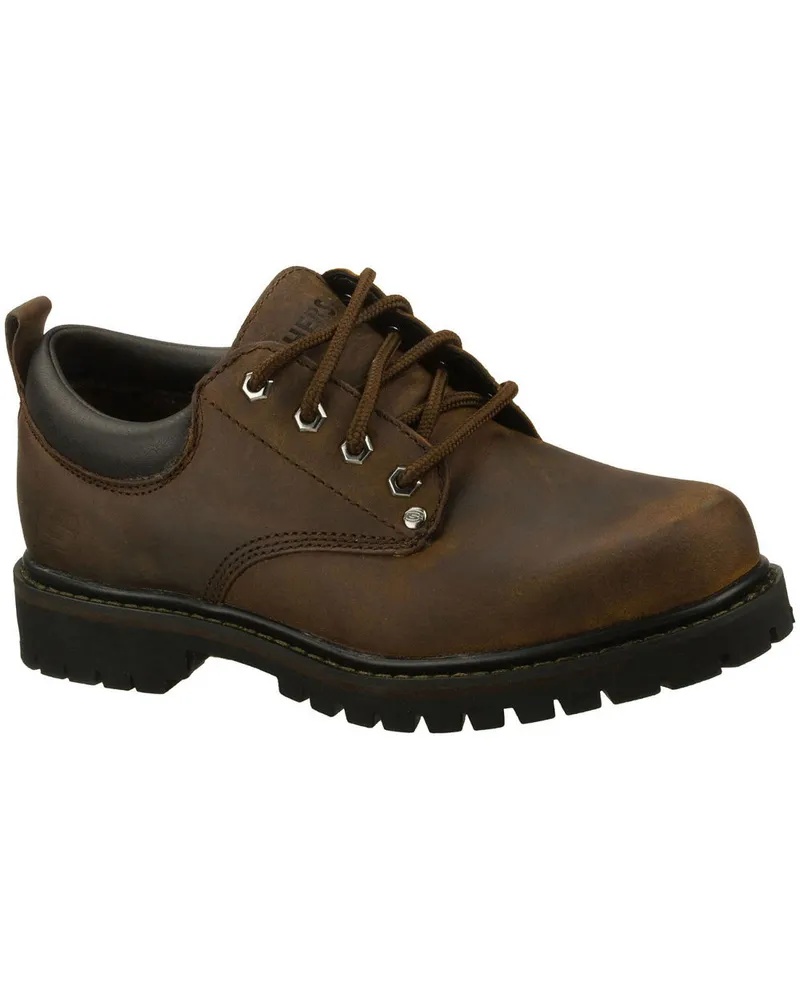 Skechers Herren Tom Cats Lace Up gepolsterte dicke Leder Oxford Schuhe Braun