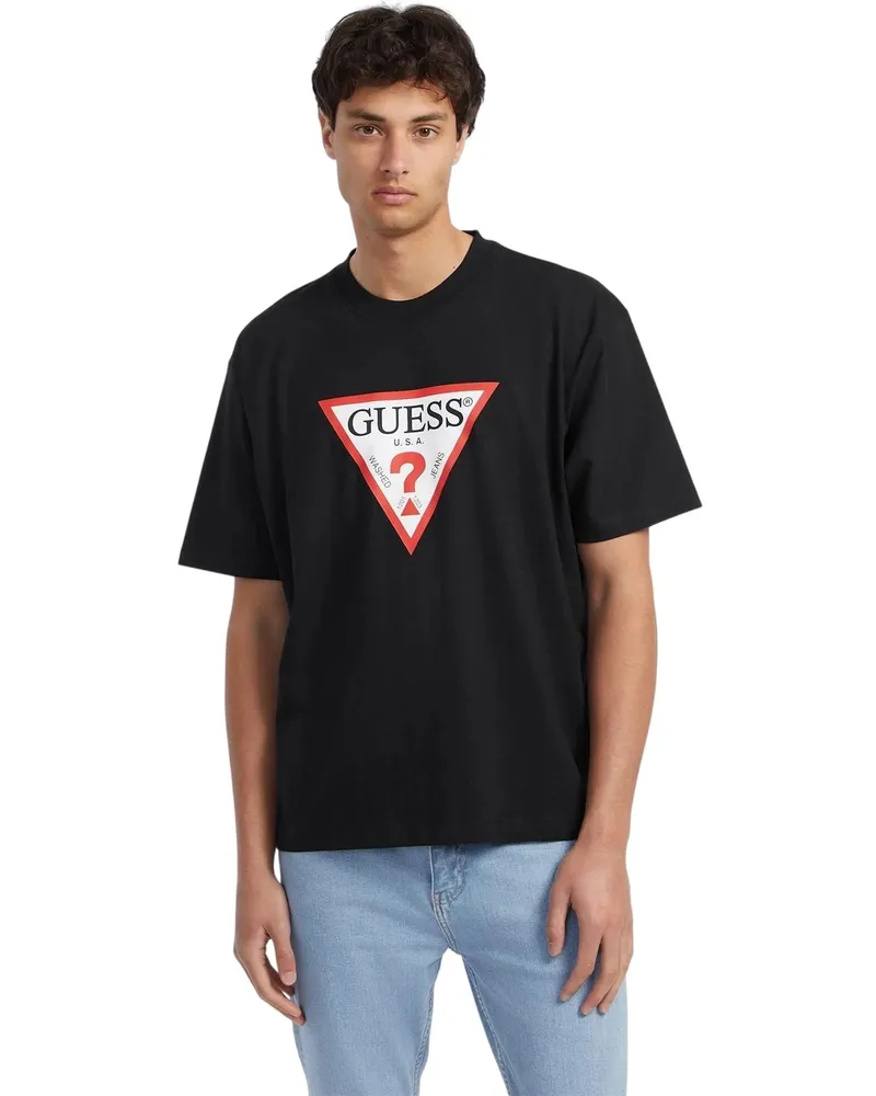 Guess Jeans Iconic" T-Shirt für Herren (Schwarz Schwarz