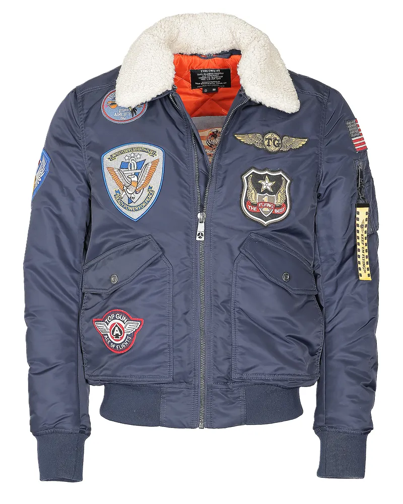 Top Gun Bomberjacke TG23005 mit Kunstfellkragen Marineblau
