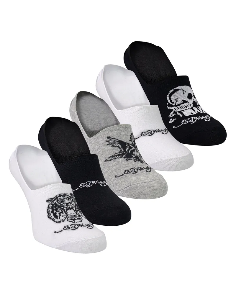Ed Hardy 5er-Pack Herren Baumwollreiche, unsichtbare Low-Cut Sportsocken - Mehrfarbig Mehrfarbig